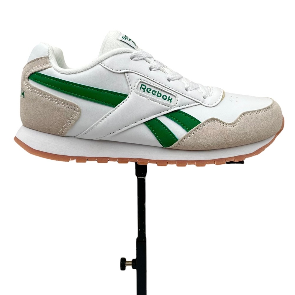 Reebok Big Boys Girls Sneakers Size 3 White Green Beige Cushioned Lace up Shoes